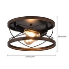 Farmhouse Flush Mount Ceiling Light Fixture Black Metal Wood Vintage Chandelier