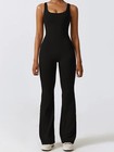 Women Sleeveless Flare Jumpsuit Sexy Backless Tank Top Scrunch Butt Yoga Romper