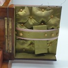 Victorian Walnut Wooden Jewellery sewing Box Green Interior With Drawer   Key