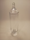 Antique Clear Blown And Trim Glass Pedestal Base Tall Apothecary Jar   Lid 12 5 