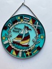 Nautical Sail Boat Colorful Round 6 5 Inch Stained Glass Welcome Sign