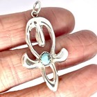 Navajo Squash Blossom Turquoise Pendant 1 75in Sterling Naja Native Signed Cty
