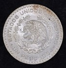 1964 Mexico Un  1  Peso Brilliant Uncirculated -bu 10  Silver Coin Lettered Edge