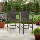 8pcs Outdoor Bar Stools Patio Wicker Counter Stools Rattan Chair With Back Rest