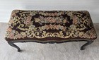Vintage Victorian Carved Bench Piano Floral Needlepoint Wood Tapestry French 38 