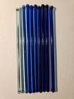 Vintage Set Of 10 Blue Glass Swizzle Sticks