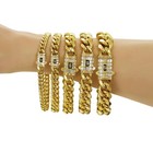6-14mm Stainless Steel 14k Gp Miami Hip Hop Cuban Chain Necklace Bracelet