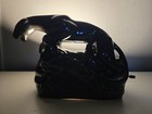 Vintage 1950 s Mid Century Modern Jaguar Black Panther Ceramic Tv Lamp 12 x6 x8 