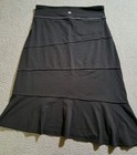 Athleta Women s Black Crescendo Asymmetrical Pull On Ruffled Midi Skirt   Size S