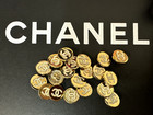 Vintage Chanel Gold Tone Metal Button Cc Logo In White Enamel Color Lot Of 22