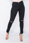 Women High Waist Denim Jeans Stretch Ripped Skinny Pencil Jegging Trousers Pants