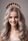 Queen Of Heart Tiara  Red Heart Crown  Fairy Headband  Quinceanera Headpiece