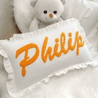 Custom Baby Monogram Ruffle Pillow  Personalized Nursery Decor punch Needle Gift