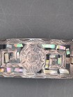 Vintage Sterling Silver Cuff Bracelet With Abalone And Black Onyx Inlay  Sz7