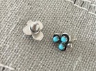Vintage Sterling Silver Turquoise Cluster Stud Earrings Southwest Unmarked