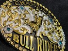 Western Cowboy Champion Bull Rider Trophy Belt Buckle  Gold   Silver Dual-tone 