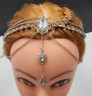 Women Bohemian Rhinestones Silver Head Chain Piece Hair Accessories For Bridal  