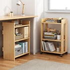Wooden Storage Trolley Rack Bookcase Cart Rolling Bookshelf Mobile Cabinet 3tier