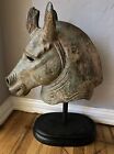 Vintage Bronze Horse Head Bust Statue Patina Heavy 14 Lbs 