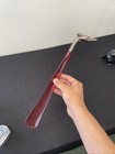 Vintage Red Lucite   Metal Shoe Horn With Greyhound Handle
