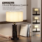 Bedside Desk Lamp Dimmable Touch Control Drum Shade Table Lamp Led Bronze Finish