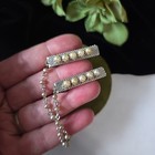 Vintage Silver Tone Faux Pearls Sweater Cardigan Chain Clip
