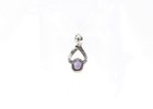 Amethyst Cabochon Pendant Silver Swirl Setting Purple Vintage 1980s 