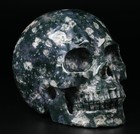 Huge 5 01  Green Moss Agate Carved Crystal Skull  Realistic  Crystal Healing