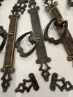 Large Lot Vintage Gothic Ornate Brass Handles Dresser Pulls Backplates Hardware