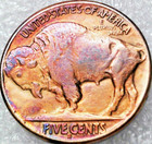 Hobo Buffalo Nickel - Indian Chief Skull Head Hobo Coin - Custom Colored Coin