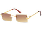 Vintage Men s Black Tint Rectangle Luxury Gold Frame Fashion Rimless Sunglasses