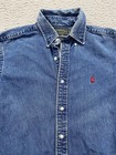 Vintage Polo Country Ralph Lauren Shirt Mens Medium Blue Denim Button Down 90s