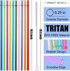 10 5 In Long Reusable Plastic Straws With Brush  Tritan Hard Plastic Tumbler Str