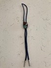 Navajo Sterling Silver Turquoise Mother Ofpearl Mahogany Bolo Tie Signed Bennett