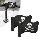 2 Pcs Pirate Flag Car Antenna Toppers  Skull Crossbones Pattern Automotive
