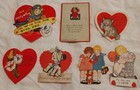 Lot Of 7 Antique Flat Valentine s Day Cards Airplane Pets Cute Kids Nice  Read 