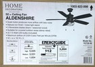 Home Decorators Aldenshire 52in led Indoor outdoor Natural Iron Ceiling Fan open