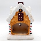 Ceramic Gingerbread House Tealight Candle Holder Snow Roof Holiday Decor
