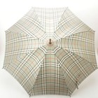 Burberry Nova Check Long Umbrella Gray Wood Handle Italy Made Vintage