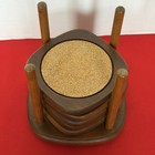 Vtg Mcm 5 Piece Wooden And Cork Coasters Set 1 Cork Piece Ripped