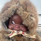 Vtg 1960s Regal Canada Inuit Eskimo 10  Doll Real Fur Parka Red Pants Indigenous