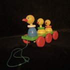 Vintage Rare Miva Wooden Duck Family Pull Toy Baby Einstein