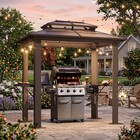 8 x5  Grill Gazebo Polycarbonate Double Roof Aluminum Patio Hardtop Bbq Pergolas