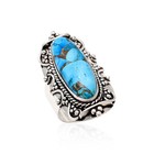 925 Sterling Silver Women Ring Blue Copper Turquoise Gemstone Handmade Jewelry