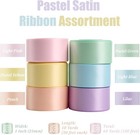 Pastel Satin Ribbon Set  1 Inch X 60 Yards  6 Rolls Assorted