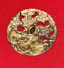 Medium Brass Antique Woman W leaves  Art Nouveau Button  15a