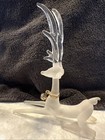 Vintage Silvestri Frosted Glass Laying Reindeer Deer Figurine Brass Bell