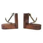 Vintage Maritime Brass Anchor Bookends  Mcm Wooden Brass Nautical Book Ends