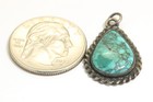 Vintge Navajo Sterling Silver Old Pawn Spiderweb Turquoise Drop Pendant
