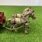 Antique Arcade Toys Cast Iron Horse Drawn Farm Wagon 2 Horses 1940s Original